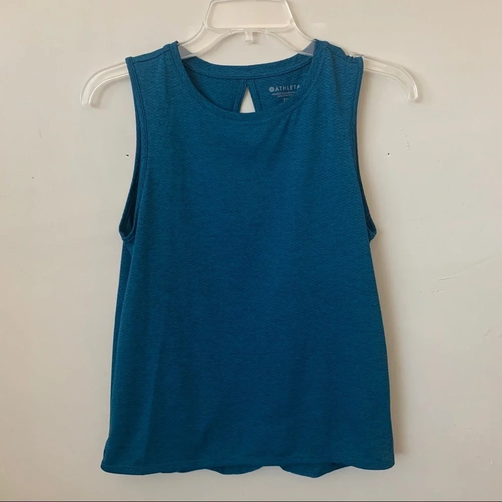 Athleta Teal Sleeveless Keyhole Crossback Top size XS
